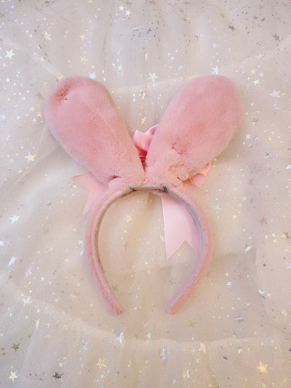 Sweetheart Princess Plush Rabbit Ears Diamond Heart Winter Hairband Headband