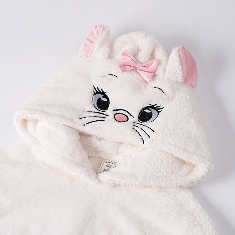 Marie Cat White Thick Plush Fleece Winter Pajamas Hooded Bathrobe & Pants