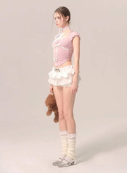 Young Eyes Sweet Coquette Bow Pink Shirt Top