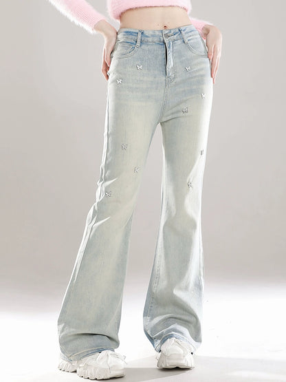 Young Eyes Hot Model Blue Denim Flared Jeans Pants