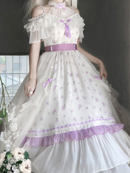 Flying Diary Autumn Love Letter Green & Purple Lolita Long Dress