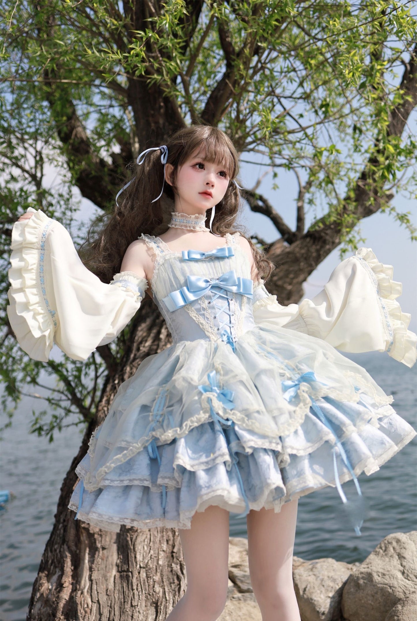 Small Heart Rose Butler Pink Black Blue Lolita Dress