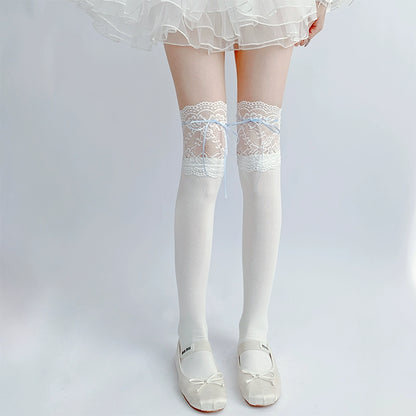 Coquette Sweet Girl Lace Bow Pink Blue White Socks