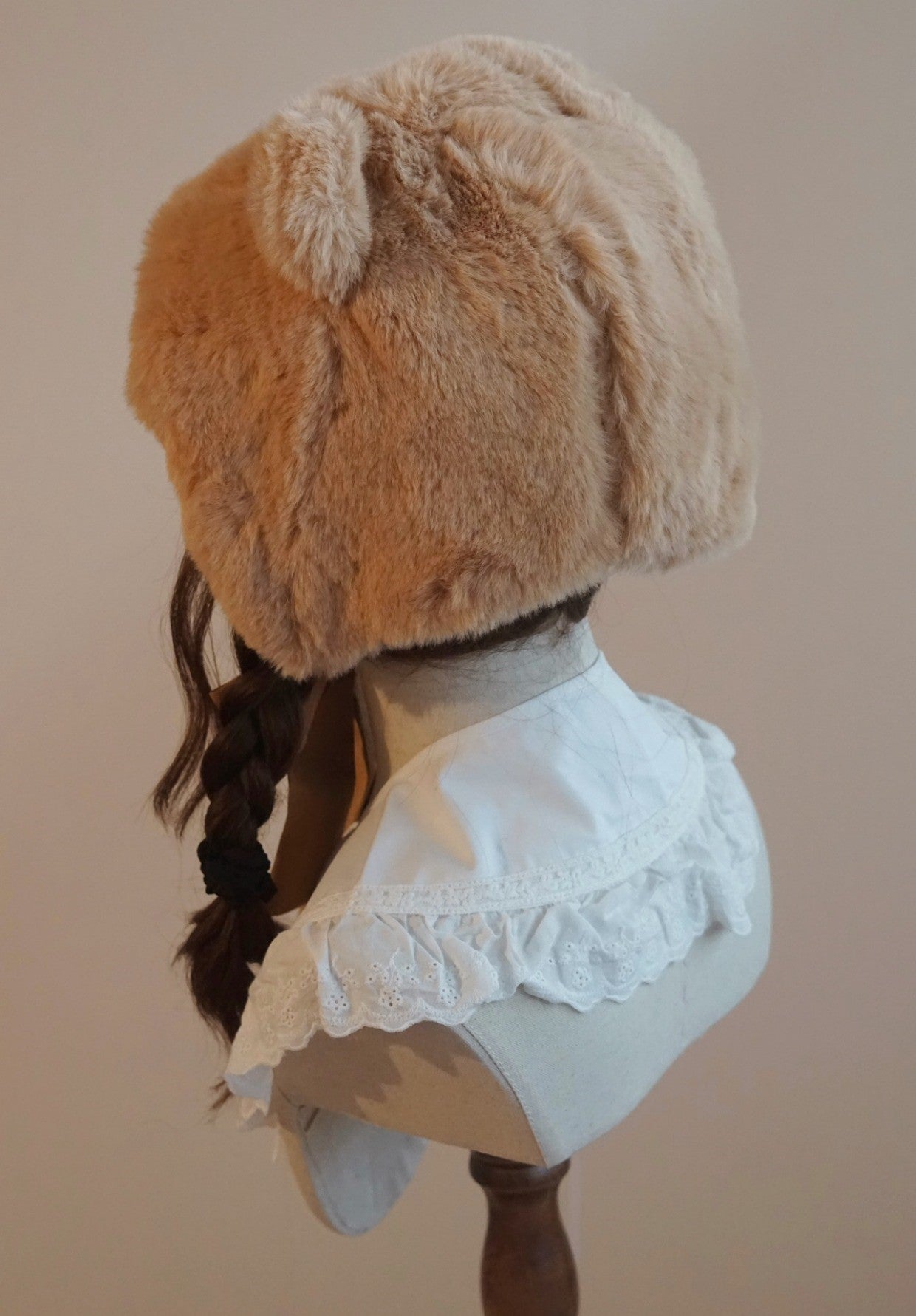 Cute Autumn Fall Handmade Original Faux Imitation Fur Plush Lolita Bear Ears Hats