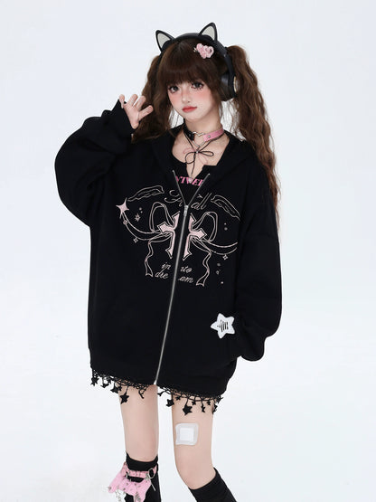 Crazy Girl Dream Lover Cross Pink Black Cream Jacket Hoodie