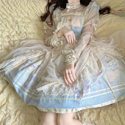 Dream Doll Sweet Elegant Ballet Lolita Gradient Blue Purple Dress