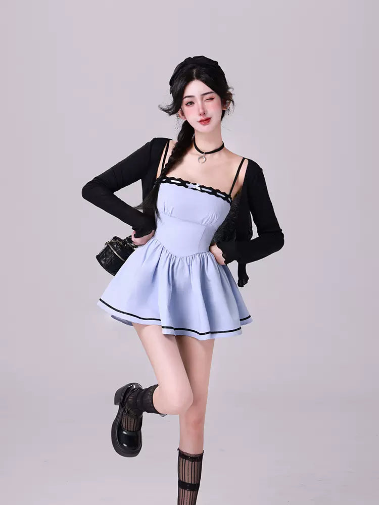 Kiki Sweet and Cool Sailor Collar Blue White Strap Dress