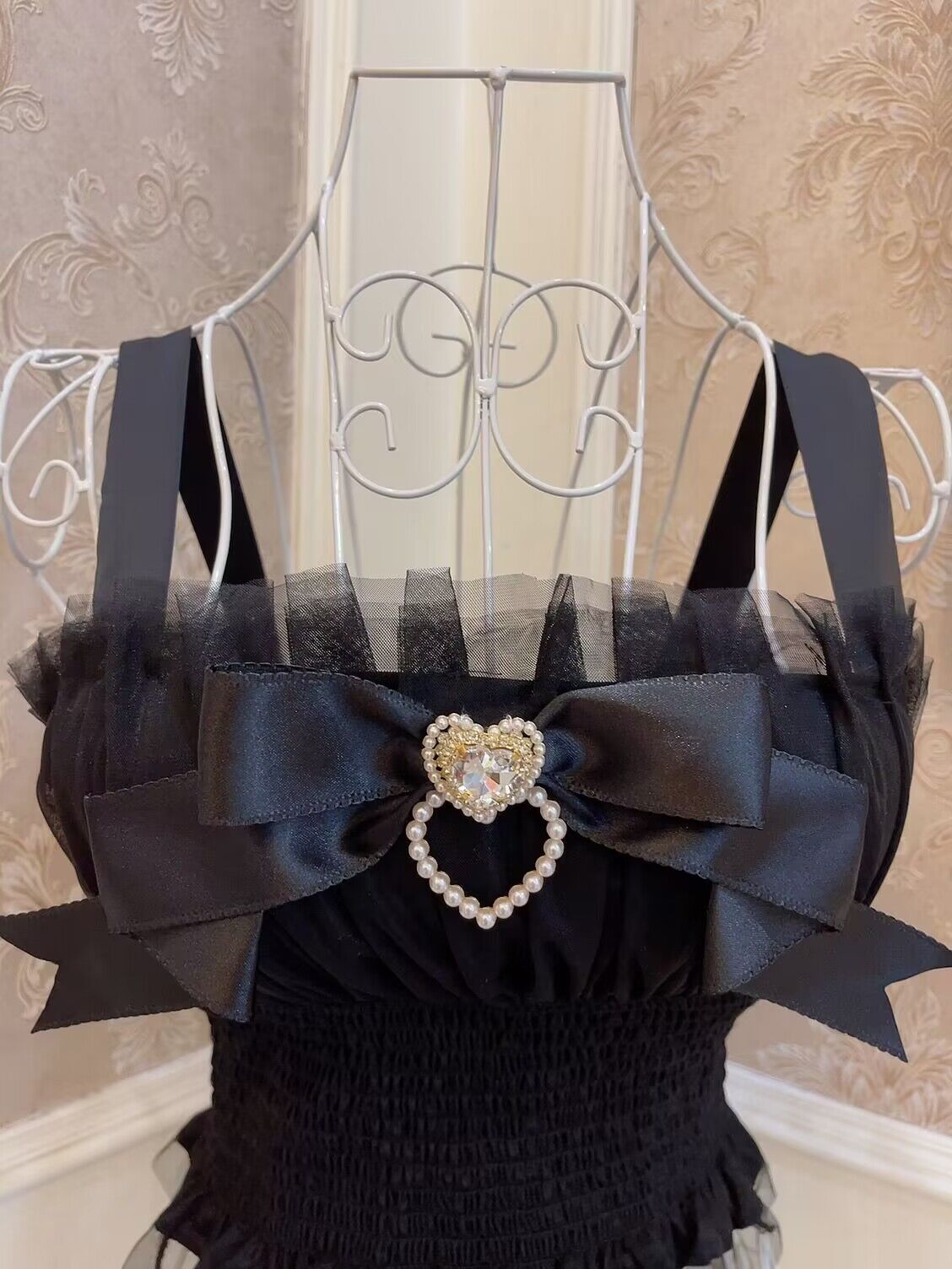 Sweetheart Princess Balletcore Organza Black White Camisole Top