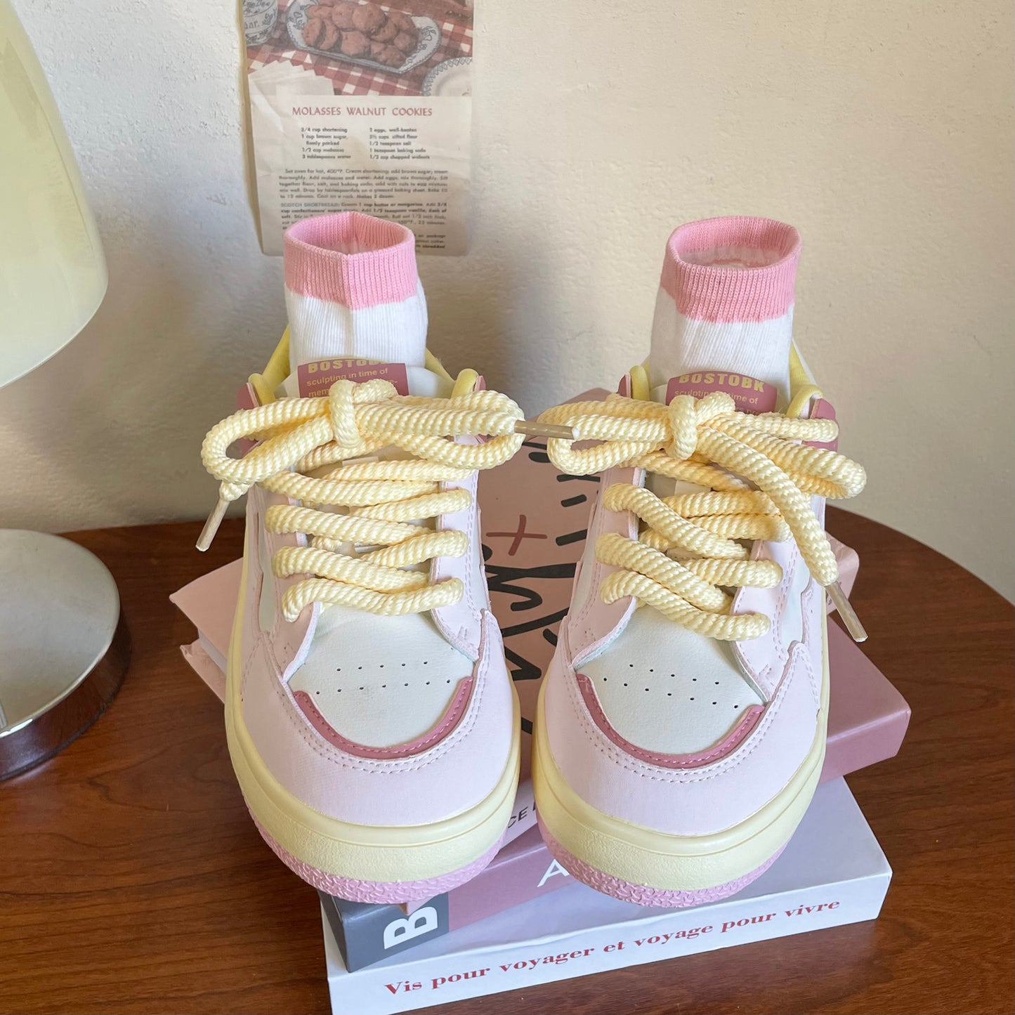 Pink White Blue Yellow Lace Sporty Sneakers Running Shoes