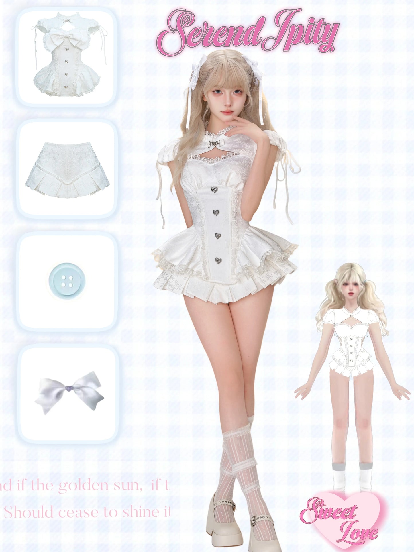 Serendipity Cupid Doll System White Top & Skirt Two Piece Set