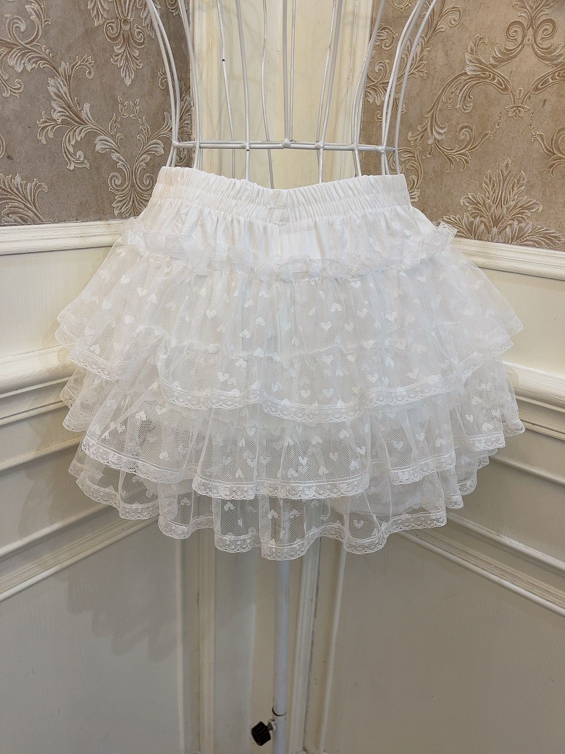 Sweetheart Princess Heart Mesh Lace White Elastic Short Skirt Shorts Bloomers