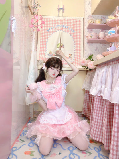 Candy Fairy Sweet Cute Pink Maid Cosplay Outfit Dress