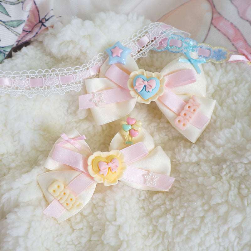 Candy Fairy Heart Bow Pastel Cream Lolita Hair Clips Hair Accessories