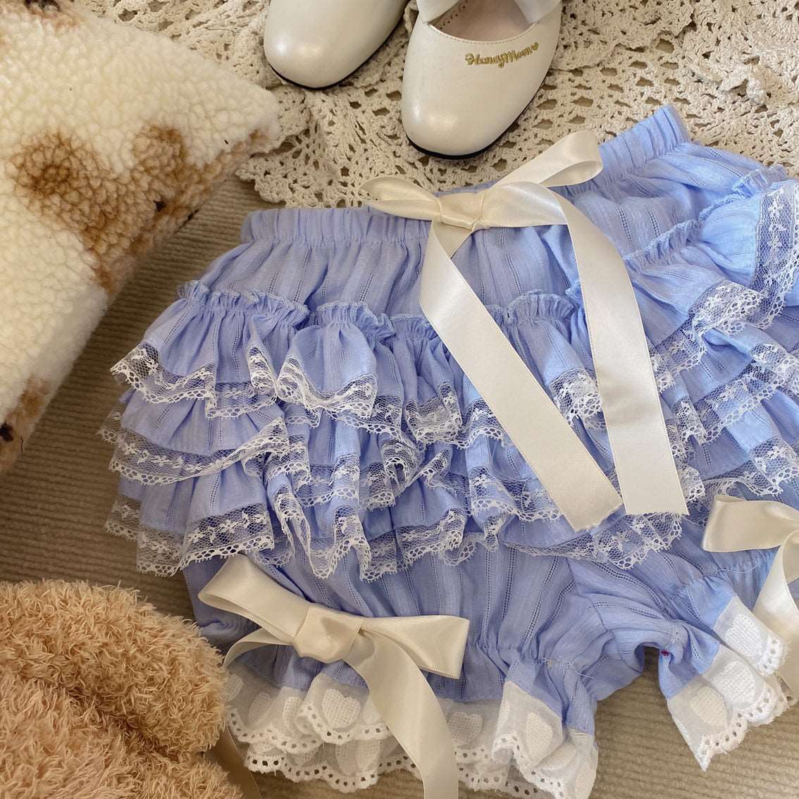 Dormir Doll EGL Lace Ruffled Cotton Black White Blue Beige Bloomers Shorts