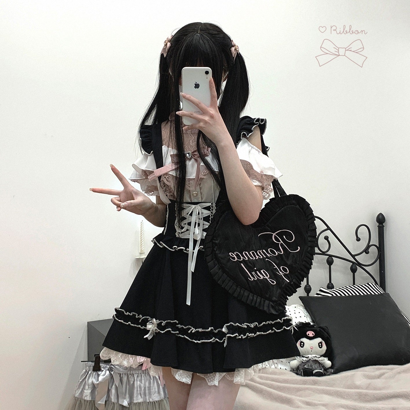 Kitten Bullet Jirai Kei Strappy Cake Lace Pink Black Blue Suspender Skirt