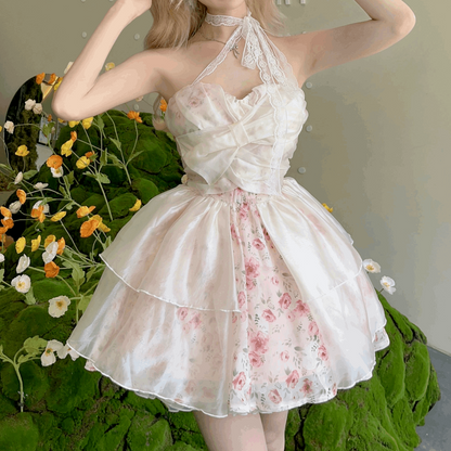 Acacia Romantic Timezone Cream Pink Floral Strapless Dress