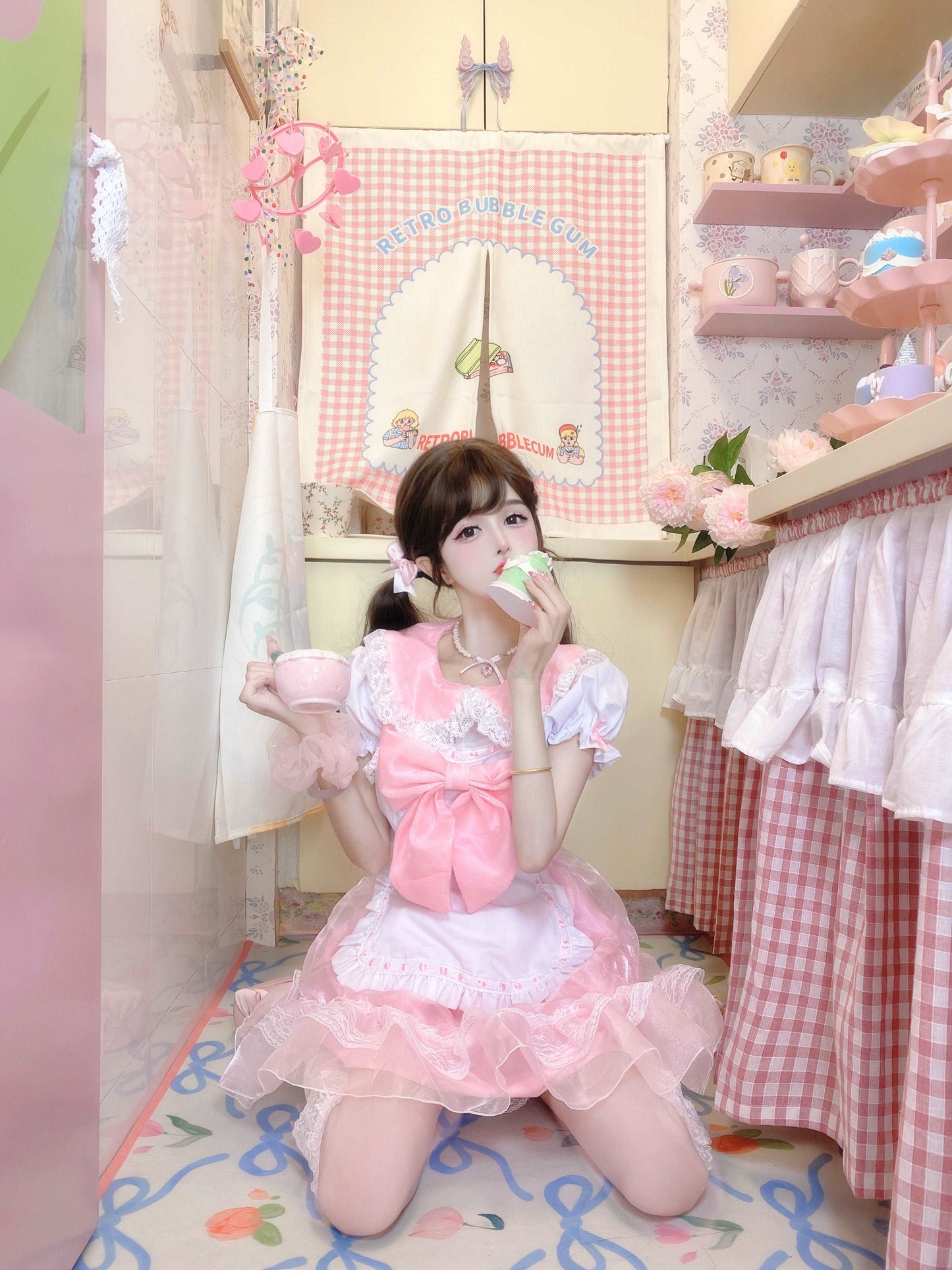 Candy Fairy Sweet Cute Pink Maid Cosplay Outfit Dress