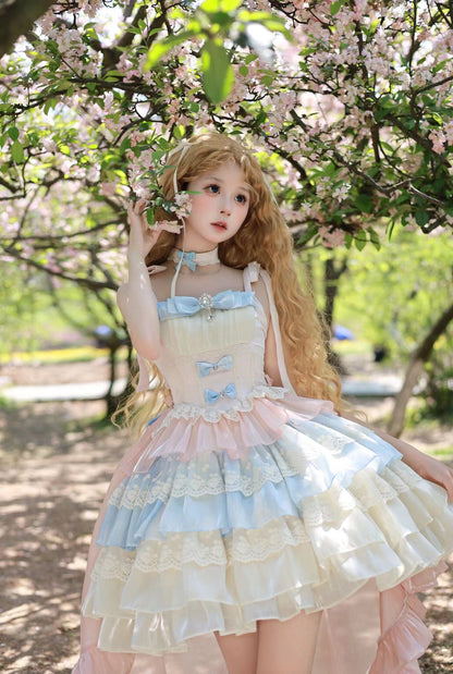 Flying Diary Blue Apricot Lolita Dress