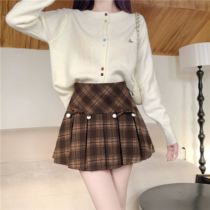 Young Eyes Annual Plaid Red Brown Blue Black Mini Skirt