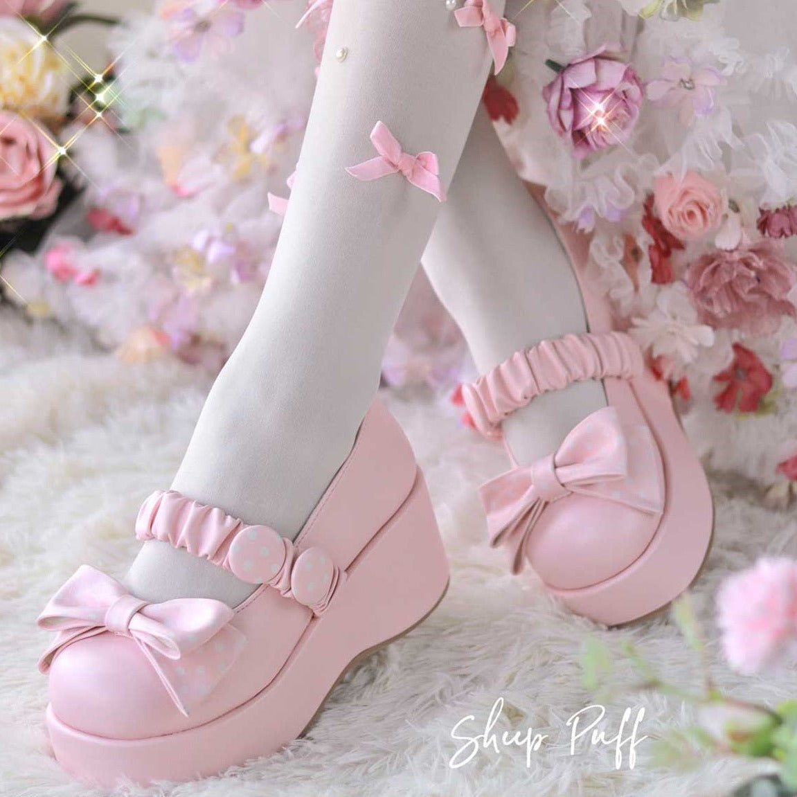 Puffy Sheep EGL Polka Dot Bow Platform Shoes