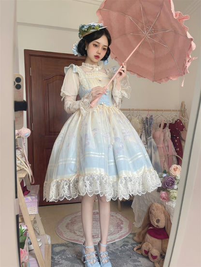 Dream Doll Sweet Elegant Ballet Lolita Gradient Blue Purple Dress