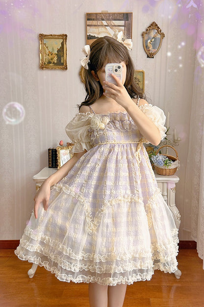 Yarn Cat Wisteria Bubble Purple Lolita Strap Dress