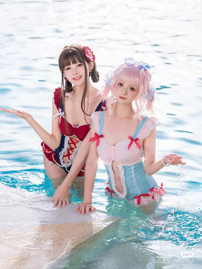 Cross Galaxy Lolita Princess Holiday Red & Pink One Piece Swimsuit