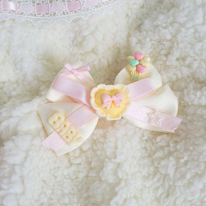 Candy Fairy Heart Bow Pastel Cream Lolita Hair Clips Hair Accessories