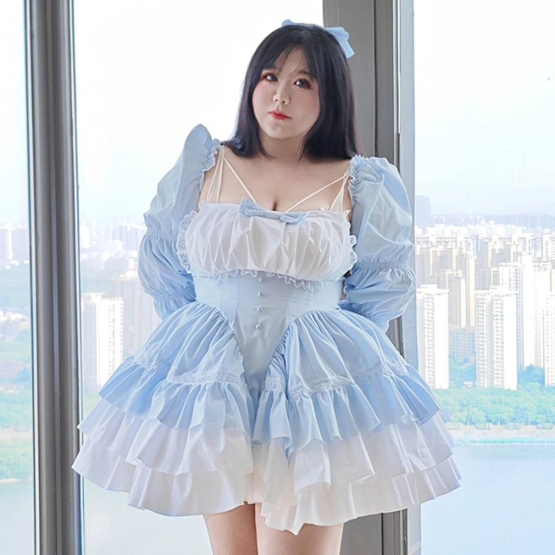 Plus Size Dream White Blue Princess Lolita Dress