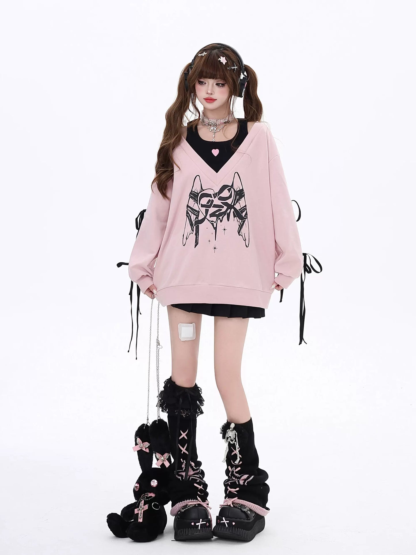 Crazy Girl Fallen Angel Heartbreak Pink Black Purple Sweater Top