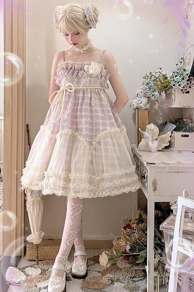 Yarn Cat Wisteria Bubble Purple Lolita Strap Dress