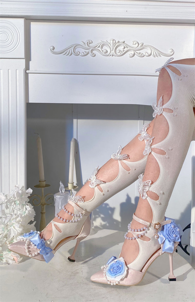 Dream Dwelling Love Goddess Rose Weddings Pink Blue White Green High Heels Shoes