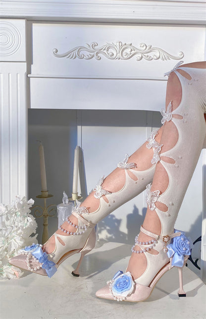 Dream Dwelling Love Goddess Rose Weddings Pink Blue White Green High Heels Shoes