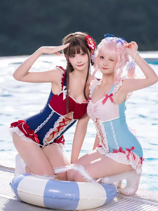 Cross Galaxy Lolita Princess Holiday Red & Pink One Piece Swimsuit
