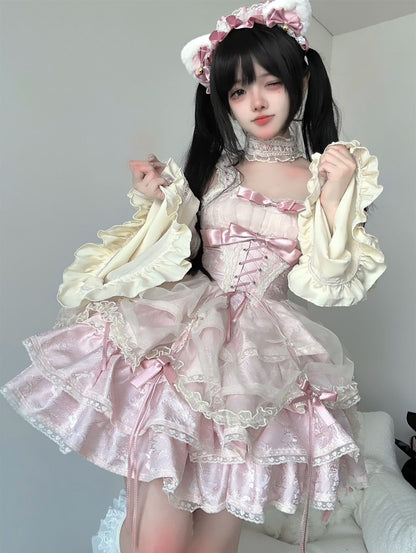 Small Heart Rose Butler Pink Black Blue Lolita Dress