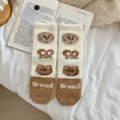 Cute Fuzzy Mink Velvet Winter Brown Biscuit Teddy Bear 5 Pairs Set