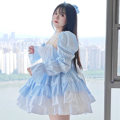 Plus Size Dream White Blue Princess Lolita Dress