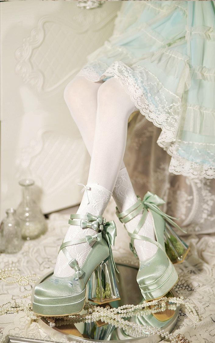 Glass Flower Bad Bear High Heels Shoes