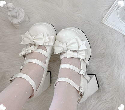 Cuckoo Lolita Princess Jane White Black Pink High Heels Shoes