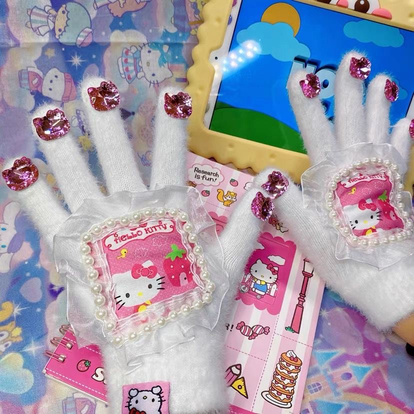 Kitty Doll Y2K Plush Gloves