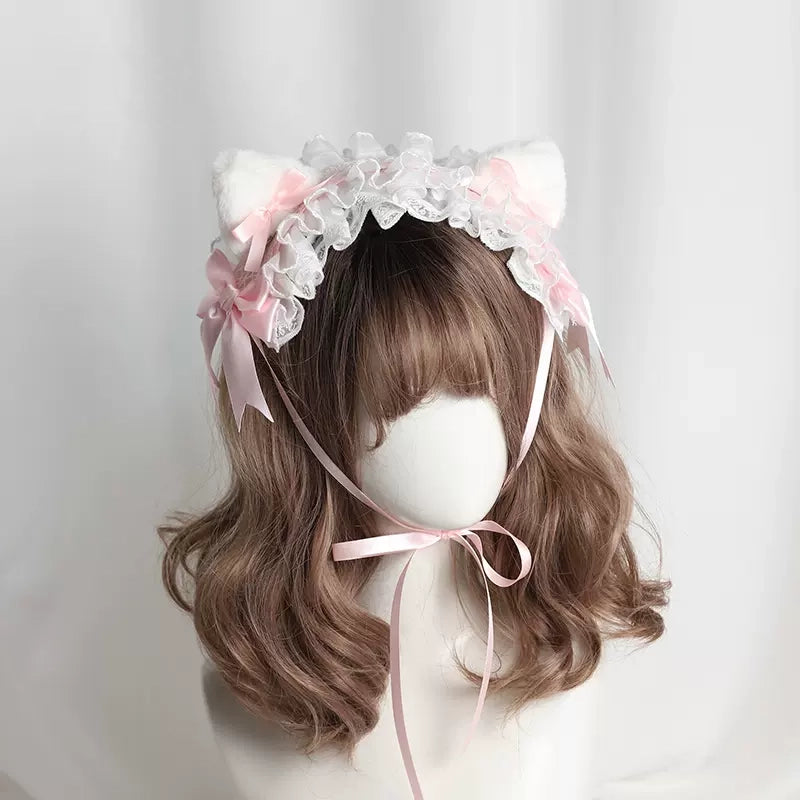 Lolita Lace Cat Ears Bow Hairband Hair Accessories