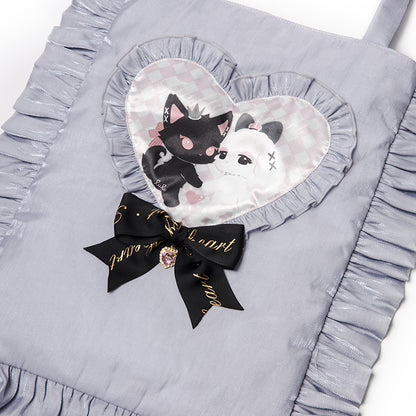 Love Stitched Sweet Rabbit Cat Bow Pillow Japanese Style Tote Bag