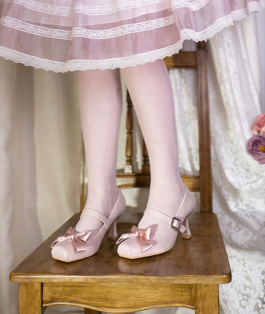 Puffy Sheep Moonlight Dance Pink Black Gold Silver High Heels Shoes