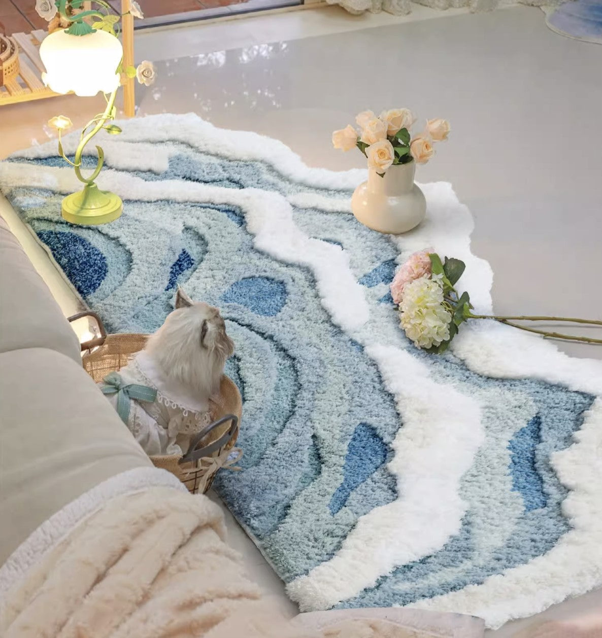 Walking in the Oceans Blue Ocean Water Nature Soft Mat Moss Rugs Carpets Decor