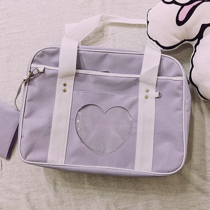 Heart Shoulder Student Pink Blue Purple Stripe Messenger Bag