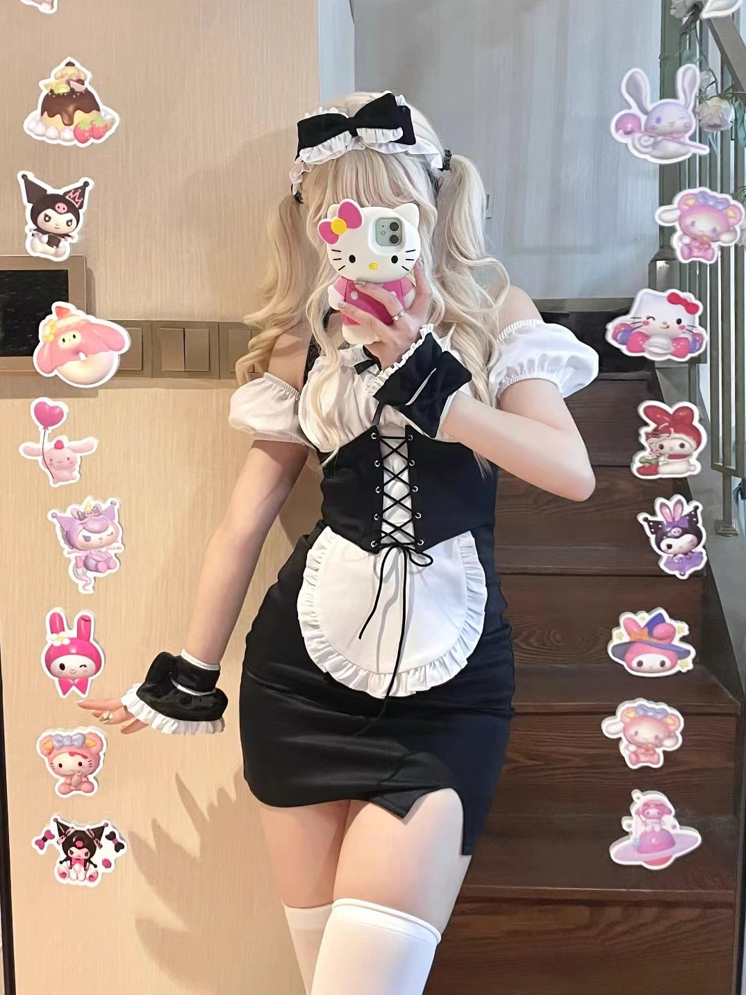 Serendipity Sexy Lace Corset Black White Cosplay Maid Dress