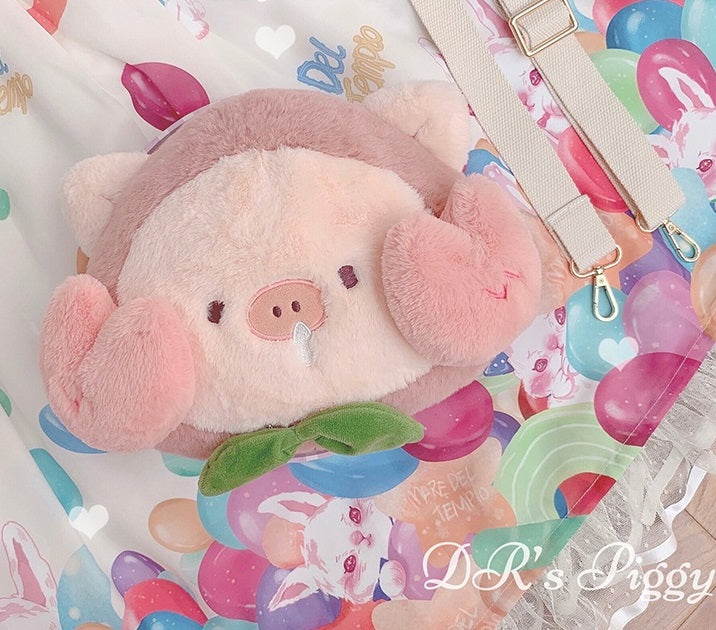 Cute Peach Pig Shoulder Doll Messenger Bag