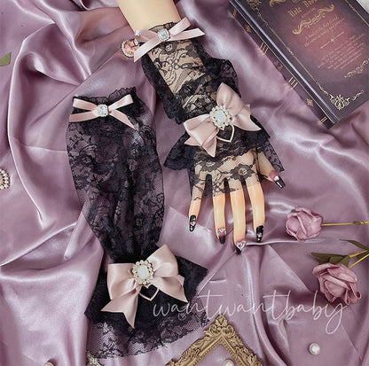 Princess Elegant Lace Handmade Lolita EGL Brooch Arm Warmers Gloves