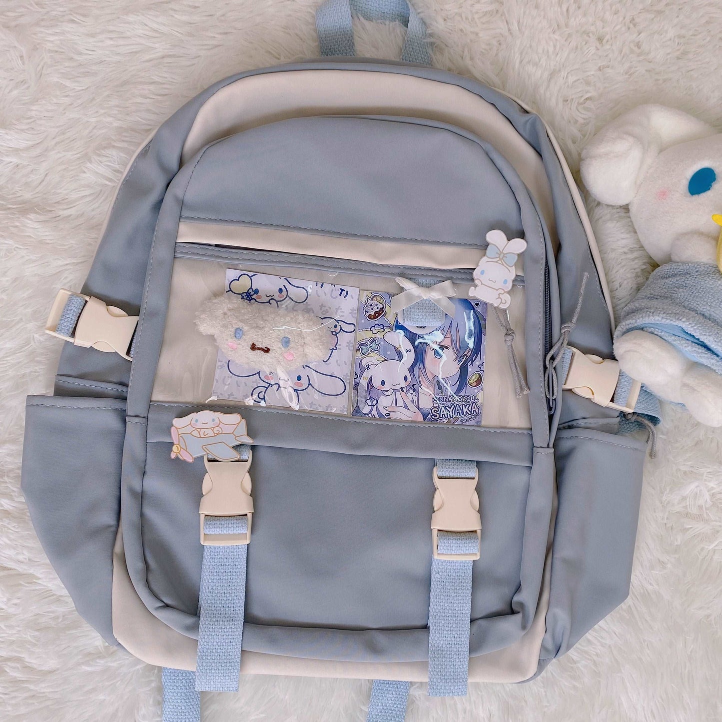 Sanrio My Melody Cinnamoroll Kitty Kuromi Pastel Pink Blue Japanese Cute Girl Student Harajuku School Bag Backpack