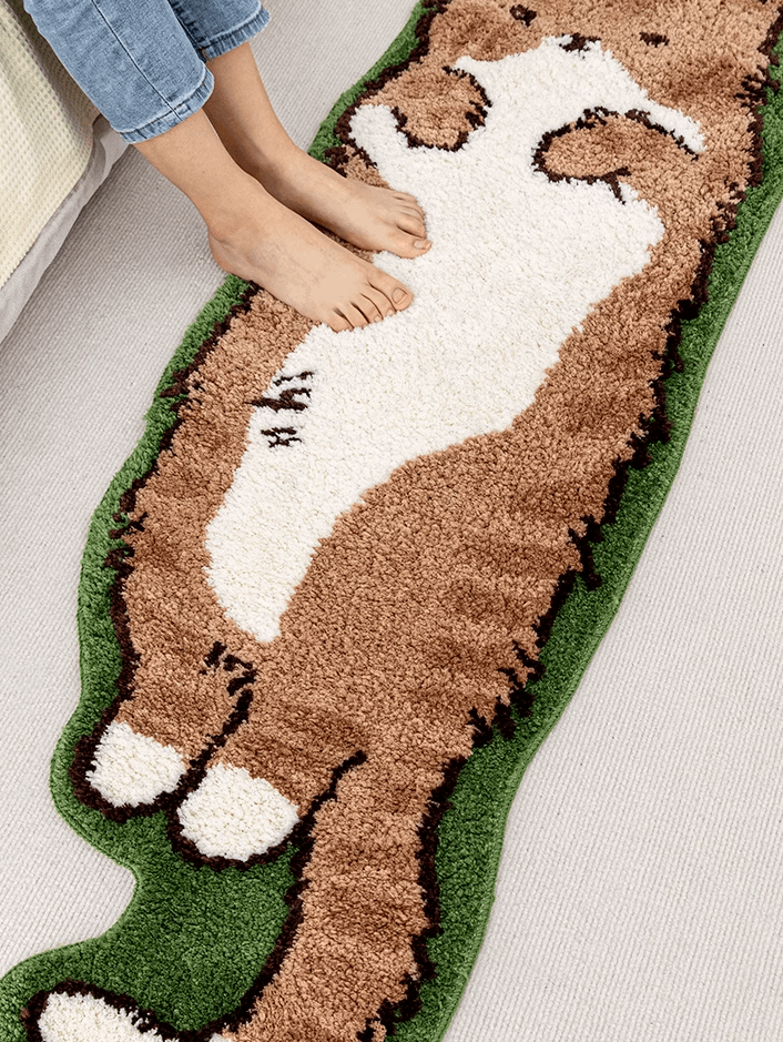 Cute Cat Animal Minimalist Modern Urban Soft Mat Moss Rugs Carpets Bedroom Decor